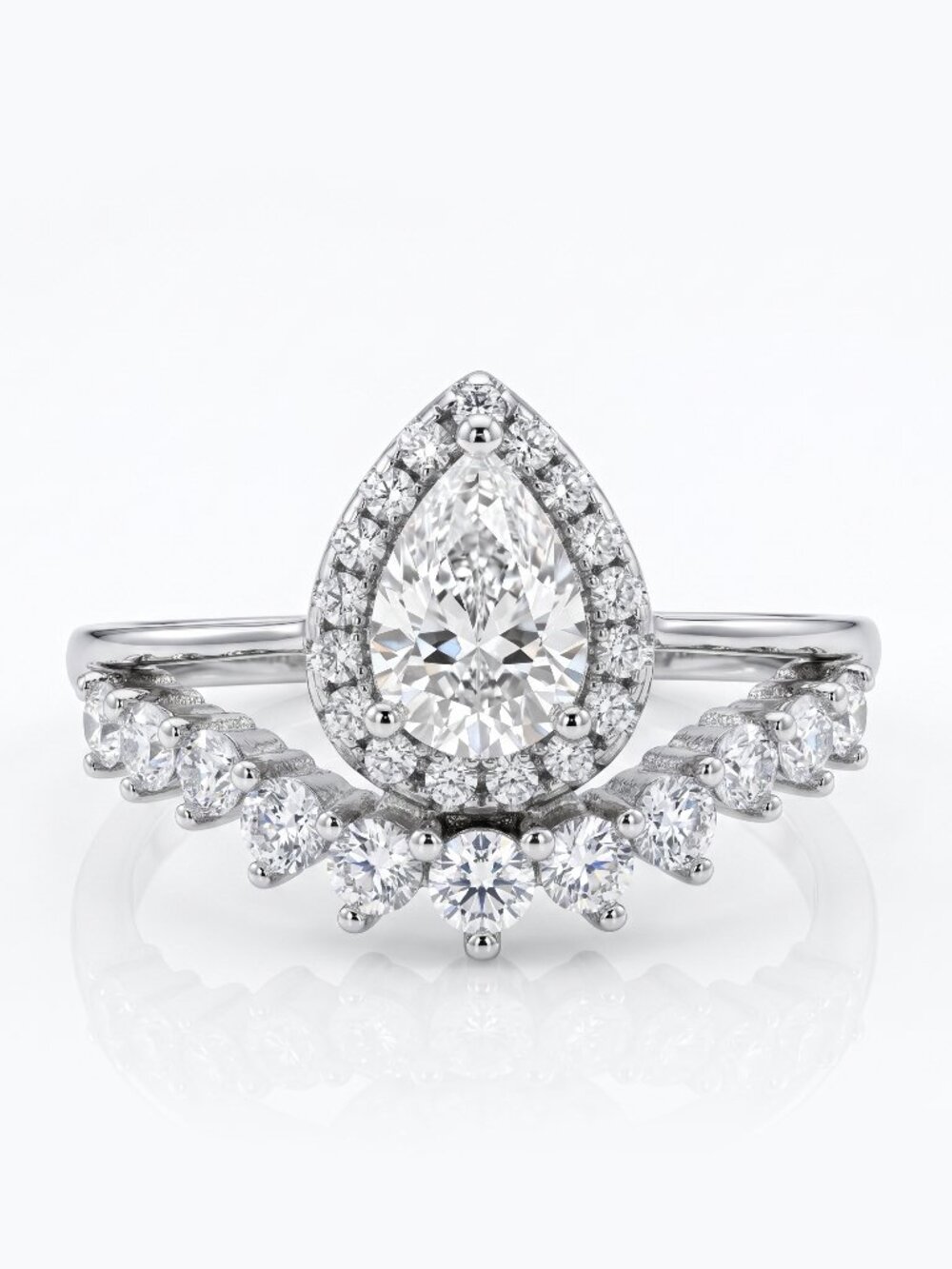 Bridal Ring with Halo Ring 925 Sterling Silver Charmed Aroma